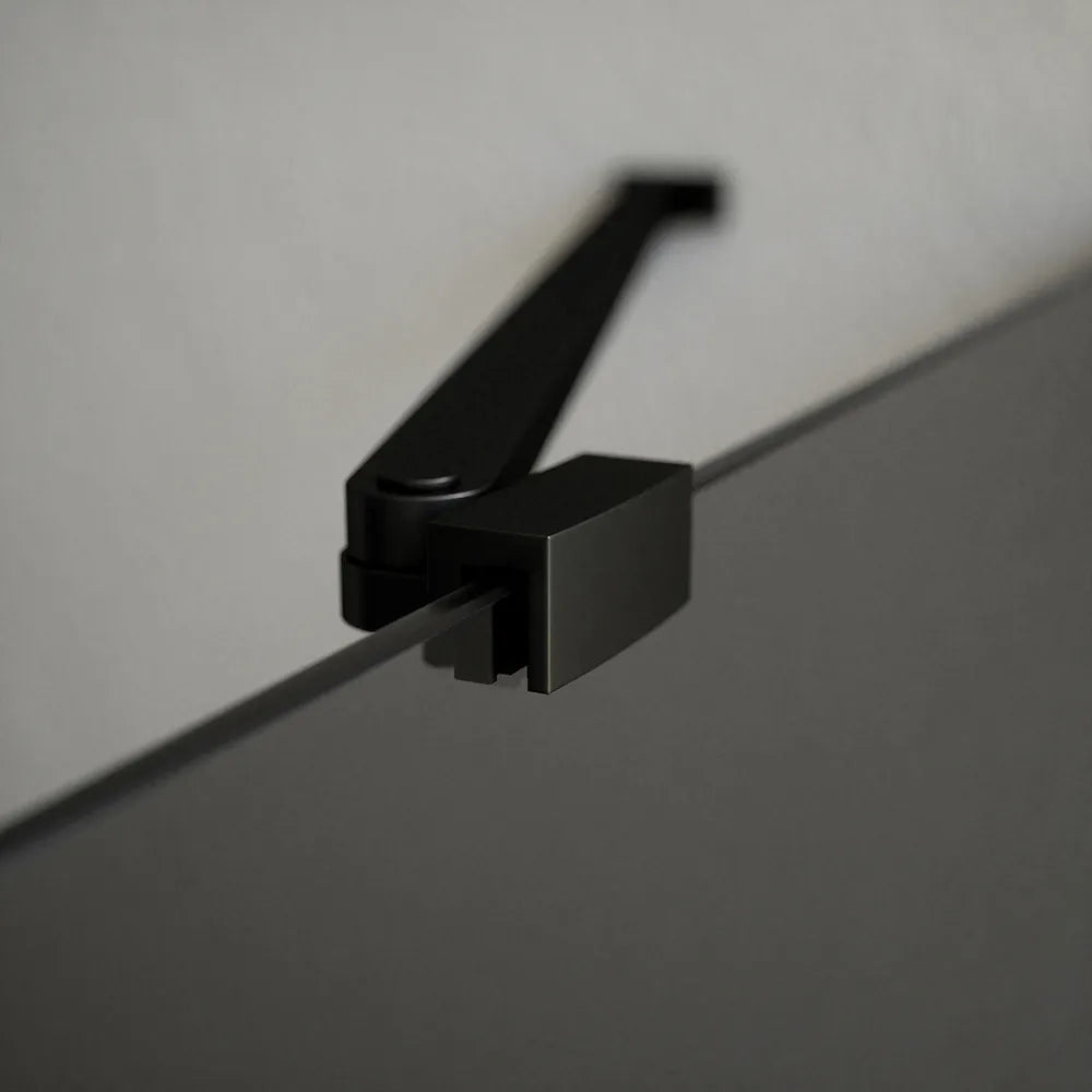 Box doccia 100x70cm con apertura a battente e parete fissa, profili nero opaco e vetro da 6mm fumè h195 | Elba