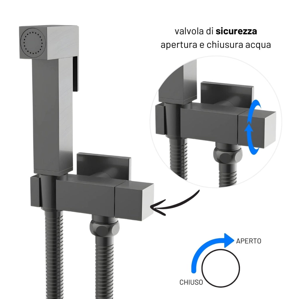 Idroscopino wc doccetta ottone portatile shutoff monogetto con leva ogomondo kit *** finitura- canna di fucile quadro...