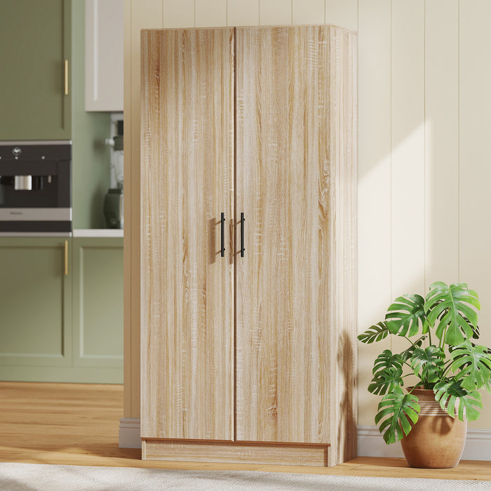 Mobile Cucina Multiuso Credenza Moderna 75x40x165 cm Ante a Chiusura Ammortizzata Color Legno