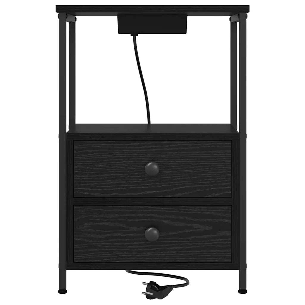 Armadio da Notte con cassetto 2 pcs Rovere Nero 40 x 31 x 60 cm 859441
