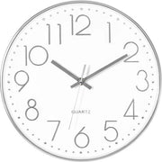Orologio da Parete Moderno Silenzioso Senza Suono Numeri Grandi in Argento per Cucina Camera da Pranzo Bagno Camera da Letto 30 cm