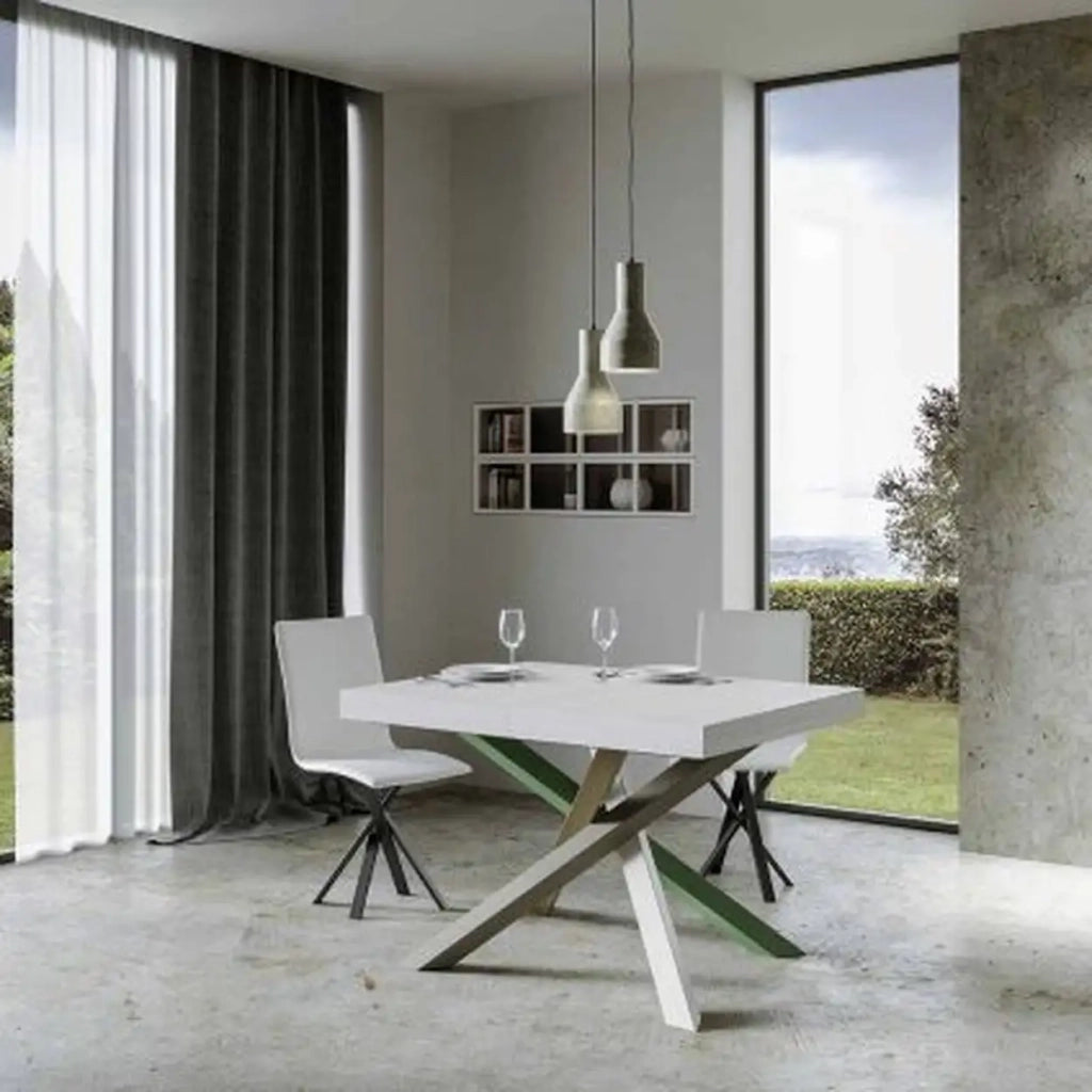 Tavolo allungabile 130/234x90 cm Volantis colore bianco frassino gambe multicolore 4/A