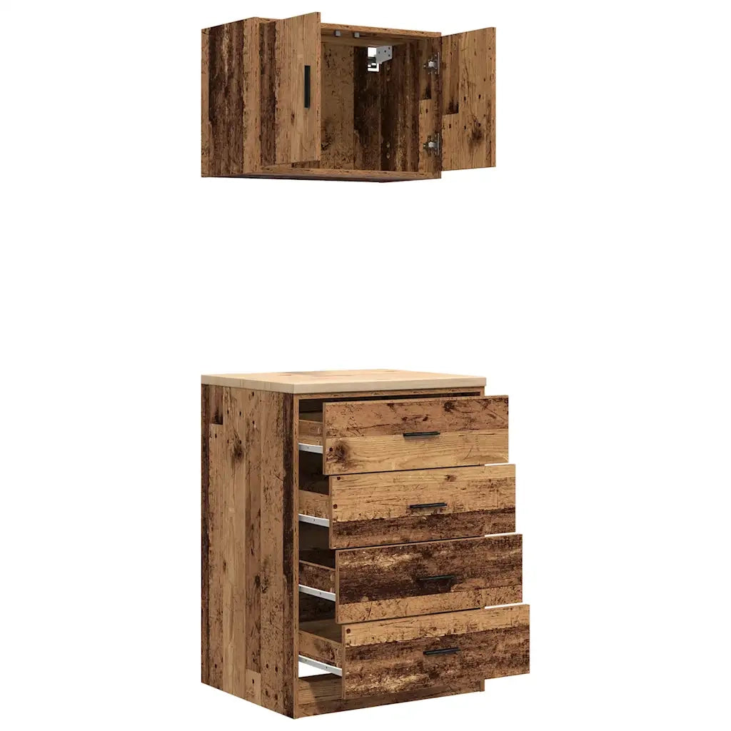 Armadi da Garage 2 pz Legno Antico in Legno Multistrato 3328339