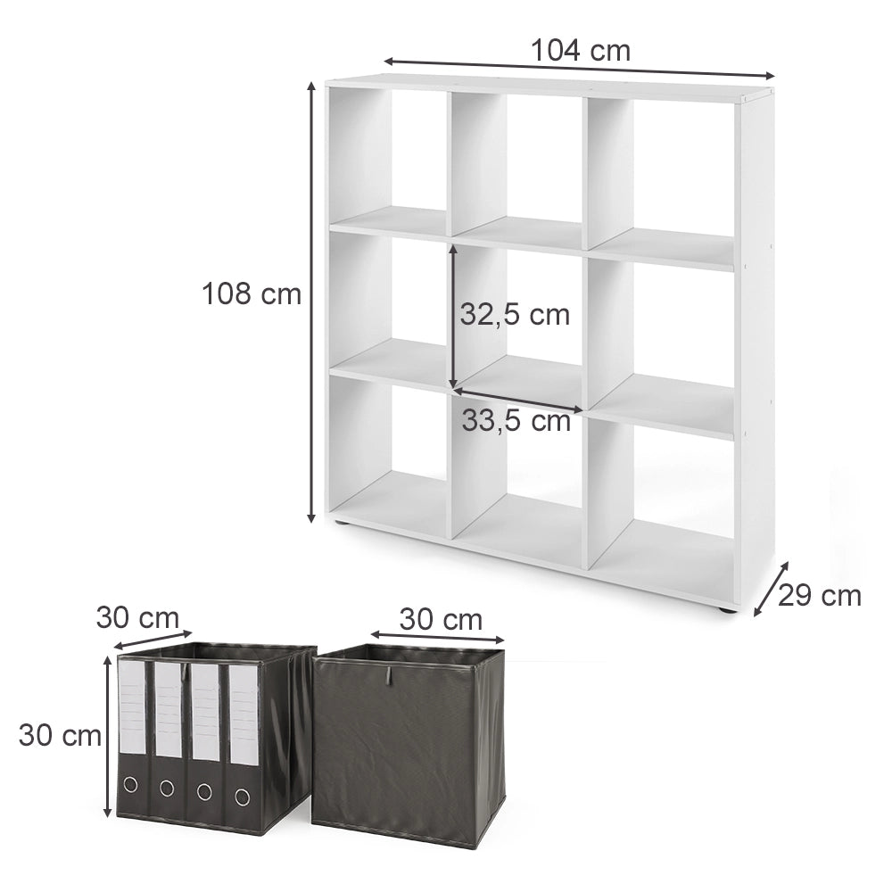 Vicco Scaffale Bianco 104 x 108 cm con 2 scatole pieghevoli