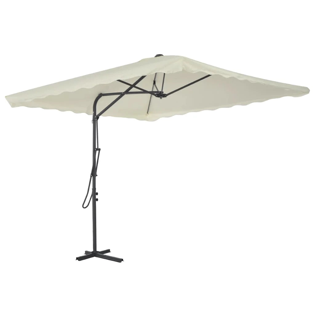 Ombrellone da esterno con palo in acciaio 250 x 250 cm color sabbia 02_0008272