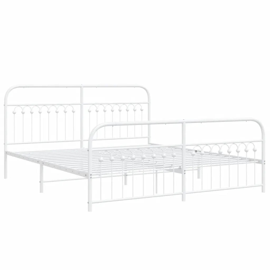 vidaXL Giroletto con Testiera e Pediera Metallo Bianco 183x203 cm