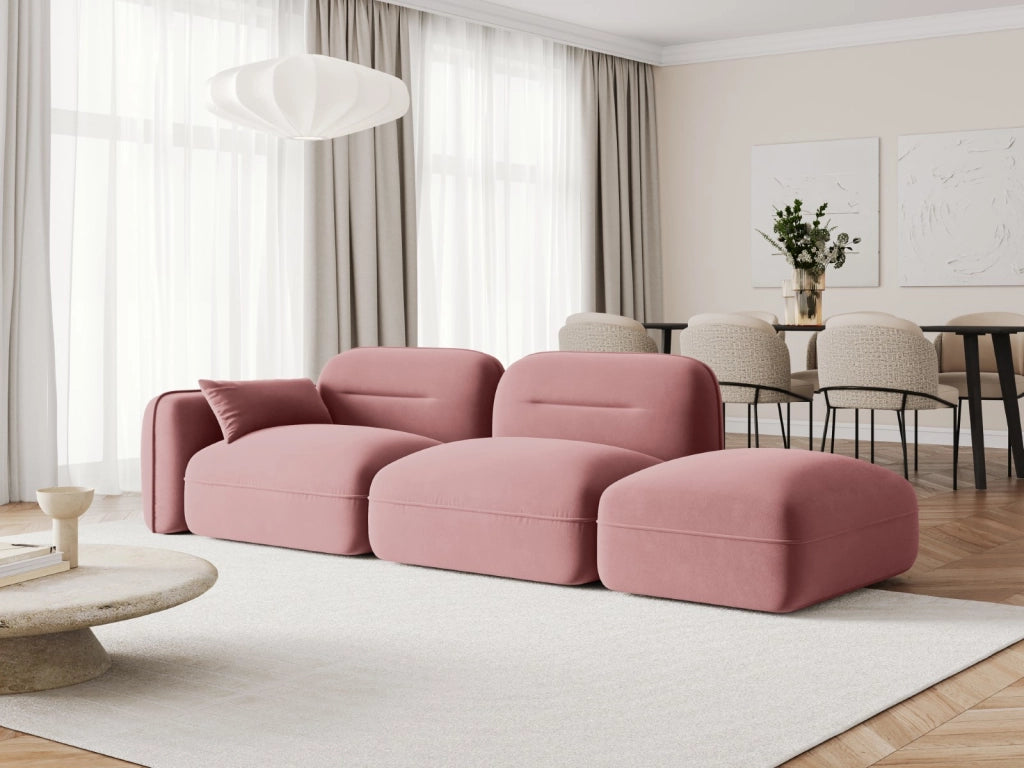 Cosmopolitan Design - Divano modulare destro "Sydney" 3 posti in velluto salmone 