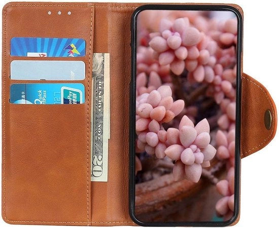 Custodia per Moto G100 in pelle artificiale marrone con portamonete