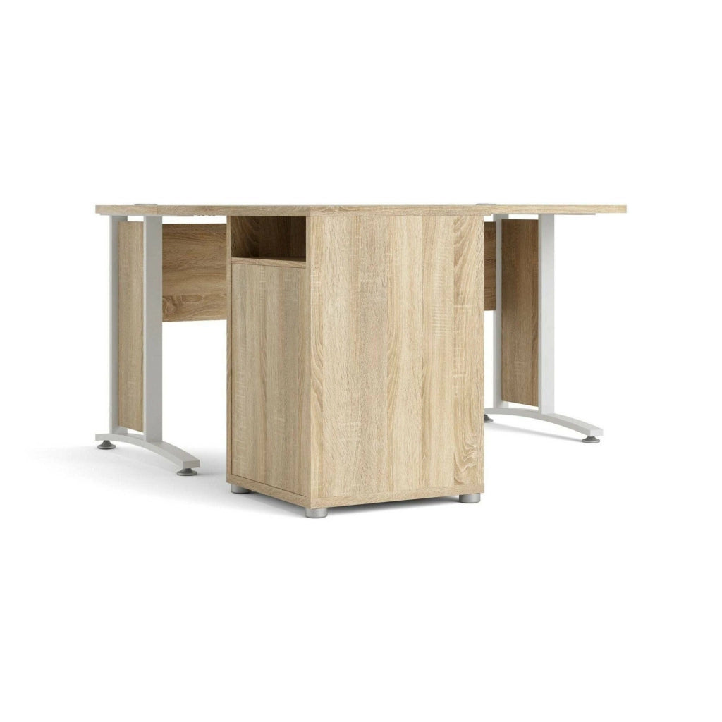 Scrivania Alfango, Scrittoio multiuso, Tavolo per ufficio porta PC, Piano di lavoro, 159x151 h75 cm, Quercia e Bianco