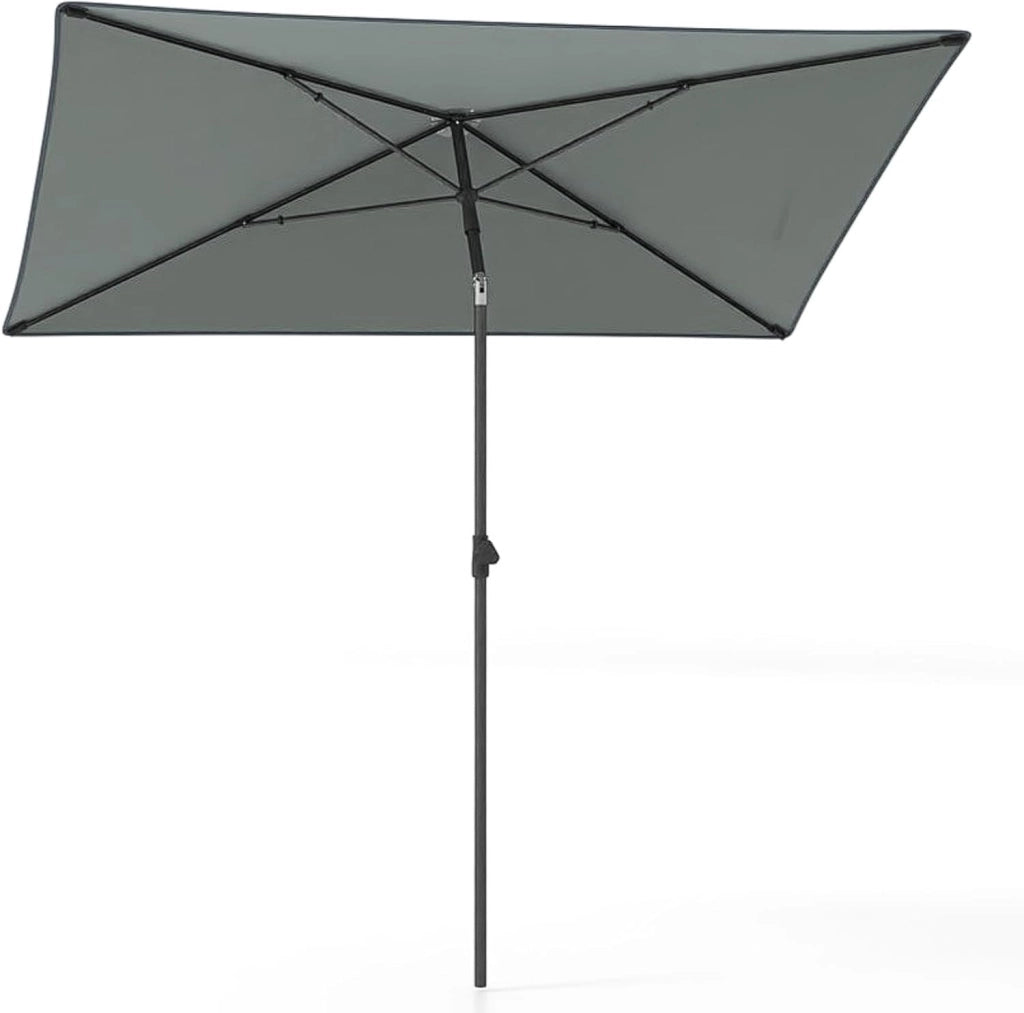 Ombrellone per Patio 213 X 140 cm, Ombrellone Rettangolare da Esterno con Inclinazione Regolabile, Borsa di Trasporto, Parasole Pieghevole per Veranda, Giardino, Piscina, Spiaggia (Grigio)