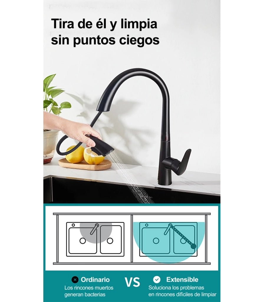 Rubinetto Cucina LH-8042 Collo di Cigno | Rame Massiccio | Estraibile 2 Modi