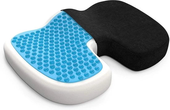 Cuscino ortopedico con strato di gel e schiuma espansa per alleviare il dolore alla coccige - Riduzione della pressione per punti di pressione | Adatto per auto, scrivania e sedia a rotelle