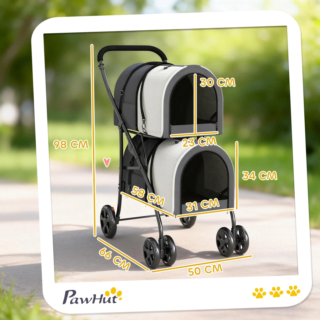Trasportino per Animali Domestici Pieghevole ¨C Zephmum ¨C Grigio 66x50x98cm