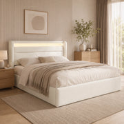 LETTO Contenitore 160x200 cm PU Bianco con LED e telecomando