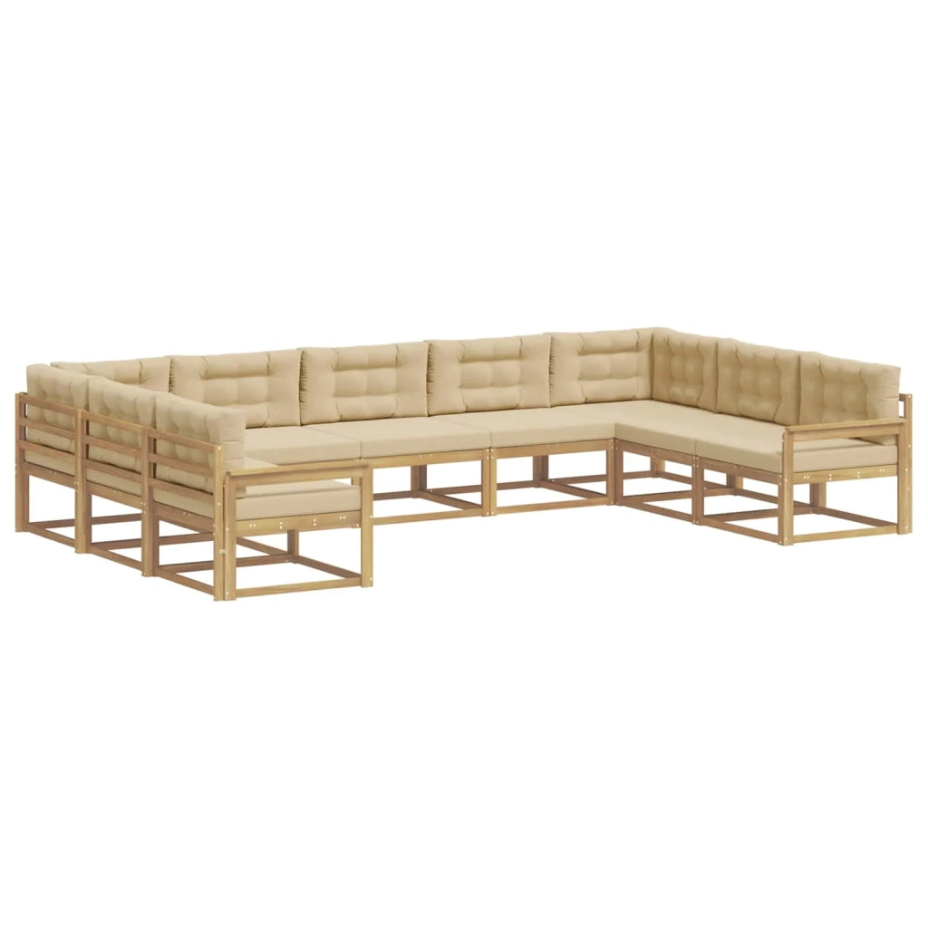 Set di divani da esterno con cuscino 9 pcs Bianco e Beige