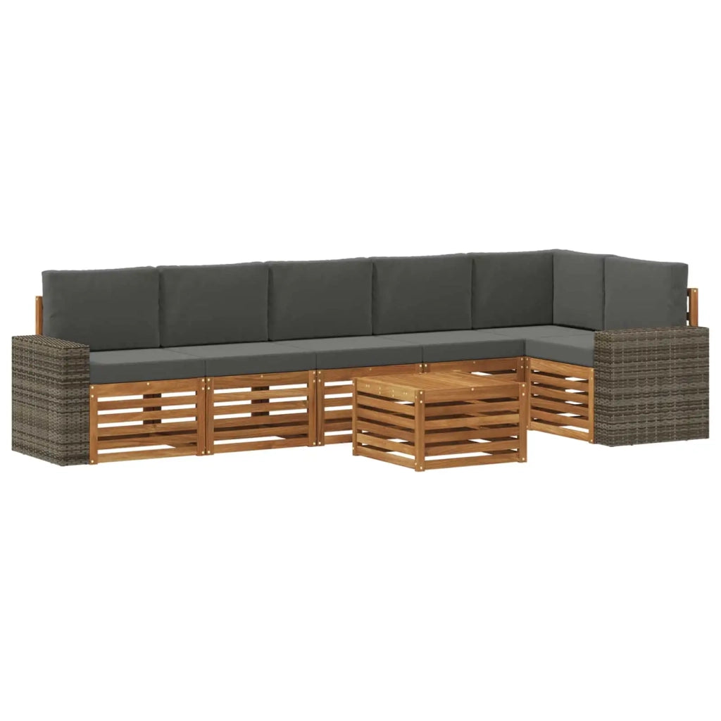 Set divano sezionale con cuscino 7 pcs Naturale e Antracite