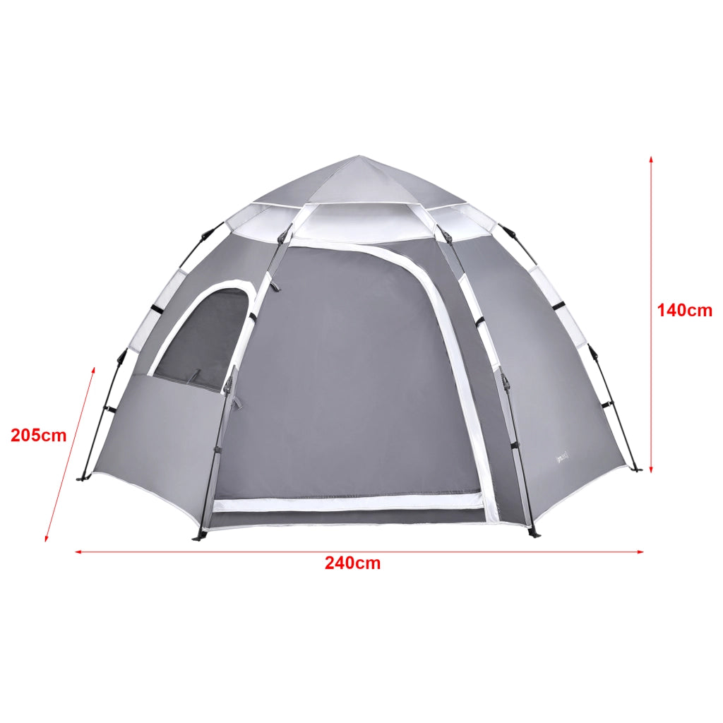 Tenda Pop Up 'Nybro' da Campeggio per 2-3 Persone, Incl. Borsa di Trasporto - Grigio [pro.tec]