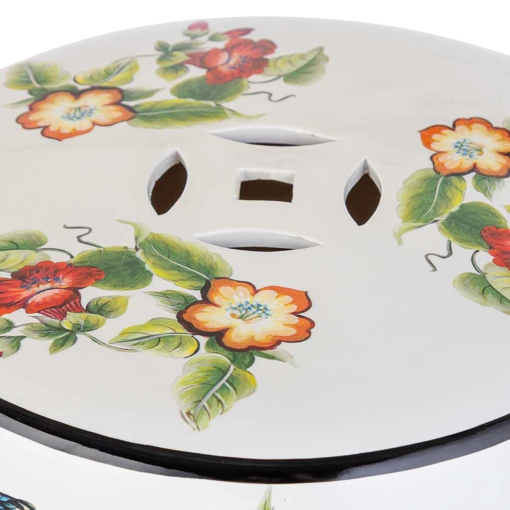 Sgabello in ceramica multicolore, D33x44,5h cm