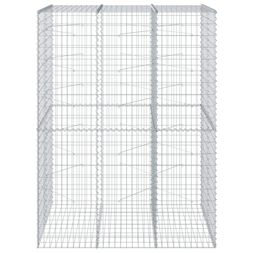 Gabbione recinto a gabbia muro di contenimento con coperchio 150 x 100 x 200 cm ferro zincato argento 02_0040138