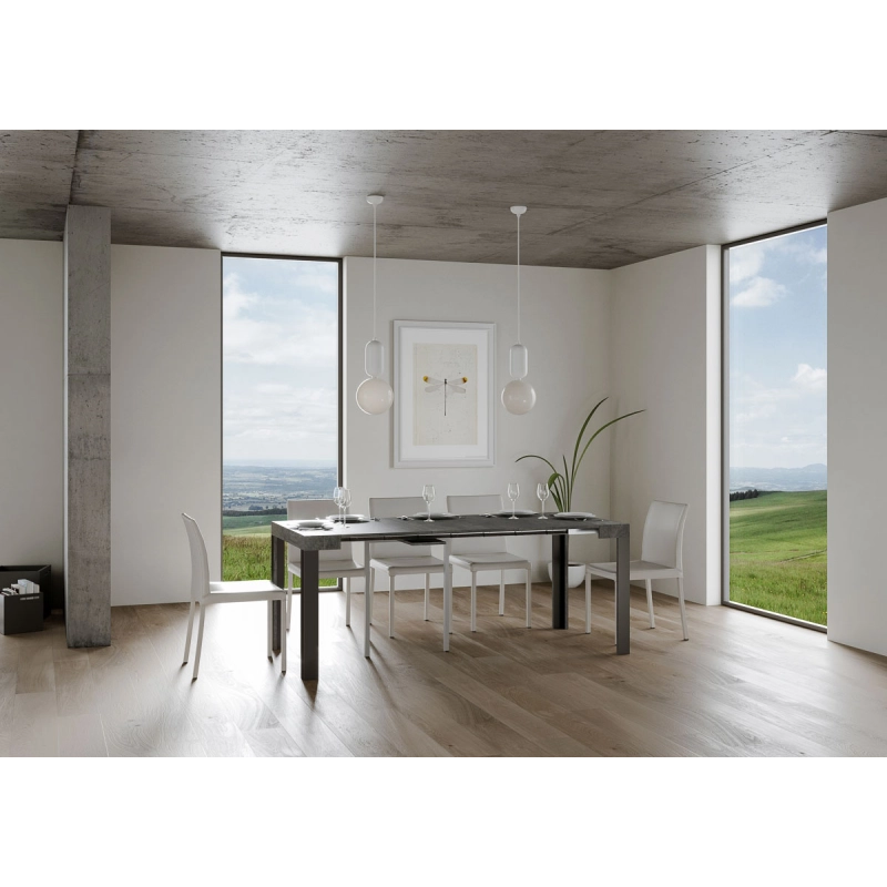 Consolle allungabile 90x40/196 cm Linea Small telaio Antracite - Cemento
