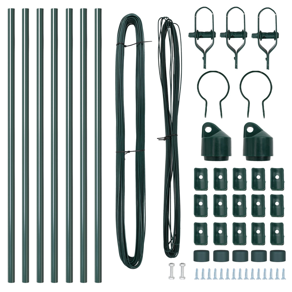 Posts per Recinzione 7 pz Verde Ã˜32 mm 100 cm Acciaio Galvanizzato