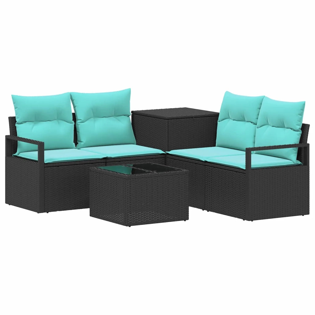 Set di divani 6 pz Nero e Blu Rattan sintetico e Acciaio 3447228