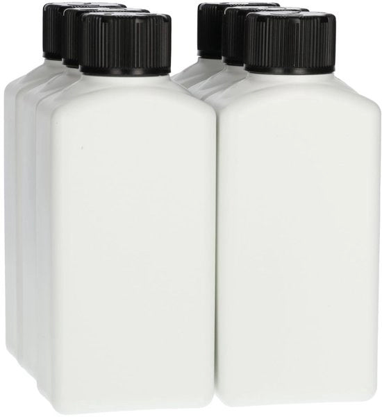 Set di 6 flaconi in plastica riciclati HDPE da 250 ml, sicuri per bambini, resistenti, riutilizzabili e BPA liberi.