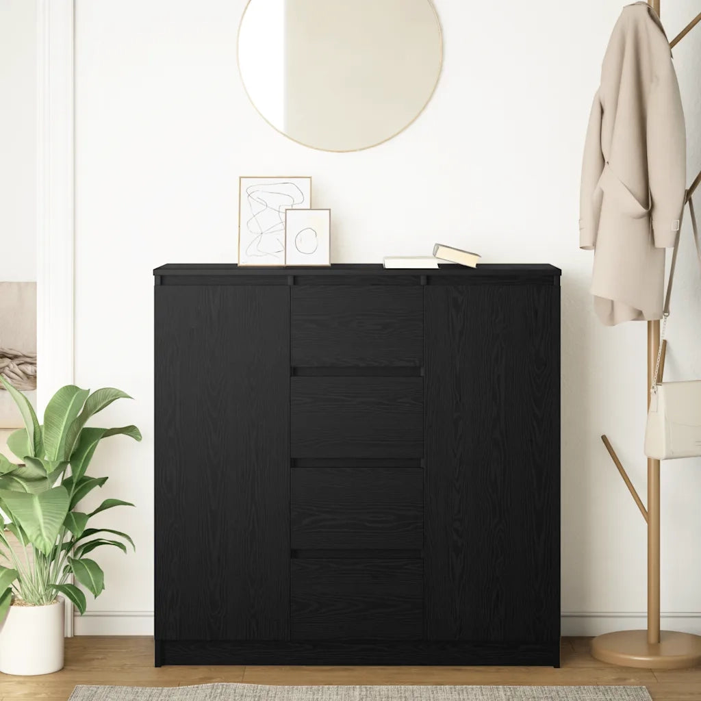 Credenza con Cassetti Rovere Nero 100,5x35x98,5 cm Truciolato 3328454