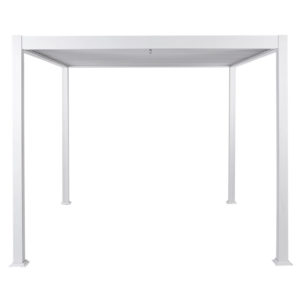 Pergola in metallo bianco con struttura ombreggiante in alluminio 310 x 310 cm Padiglione da giardino moderno e industriale