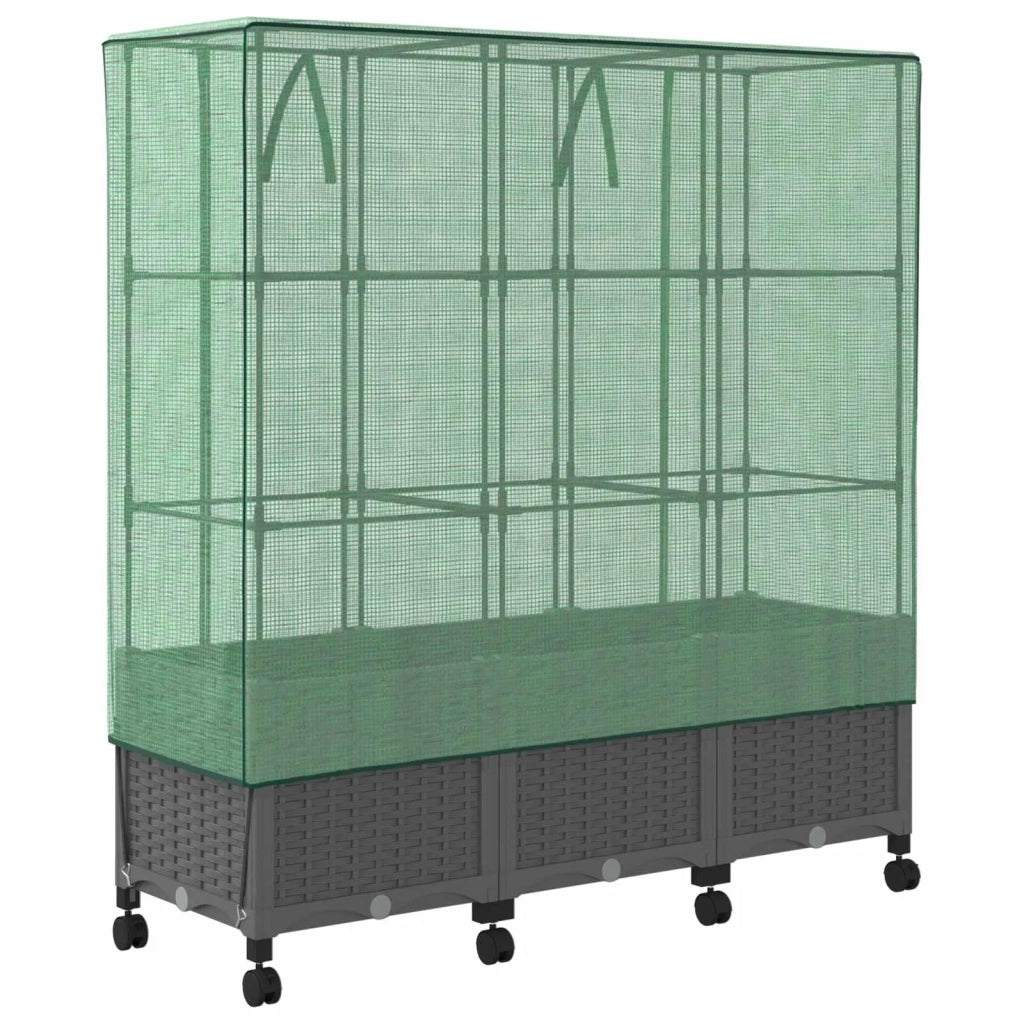Vaso da Giardino con Copertura per Serra e Ruote 3 pz PP 3423069