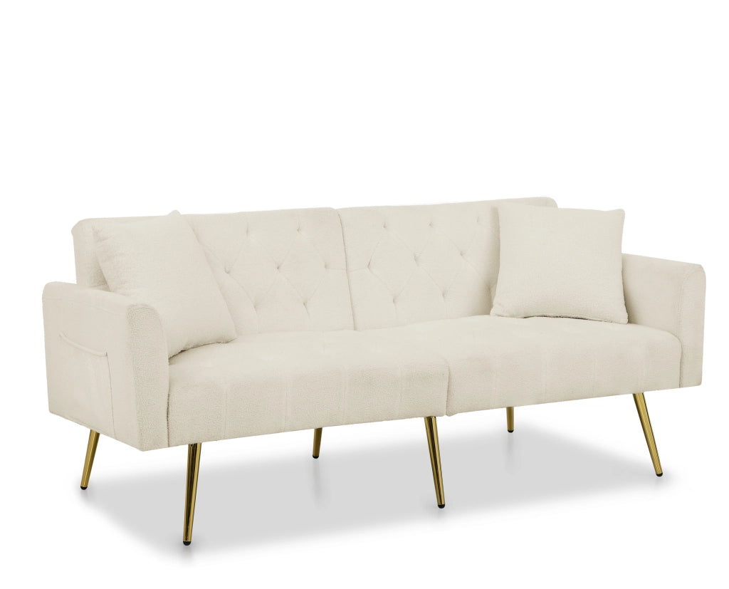 Divano a 2 posti in Teddy-Fleece con schienale reclinabile a 3 posizioni; beige