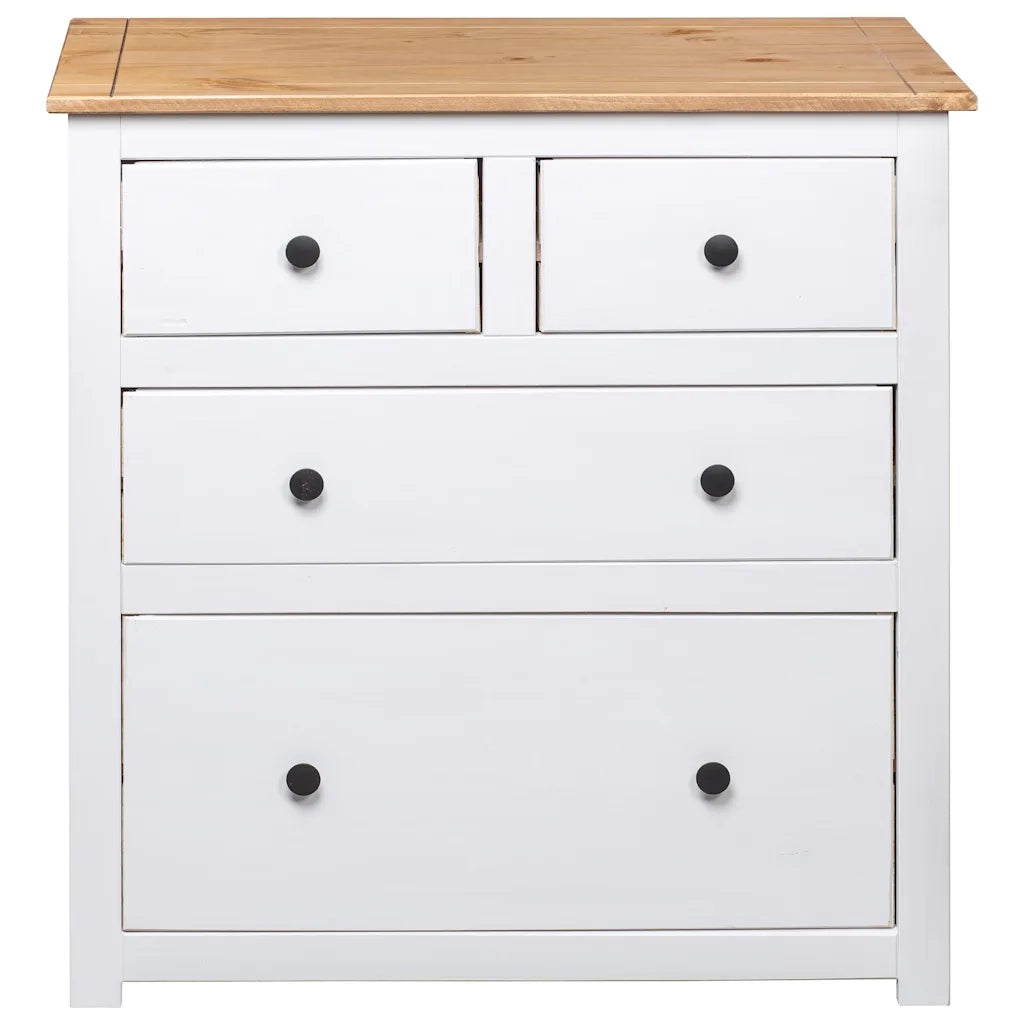 Credenza-Buffet-Armadio da cucina Bianca 80x40x83 cm in Legno Massello di Pino Panama