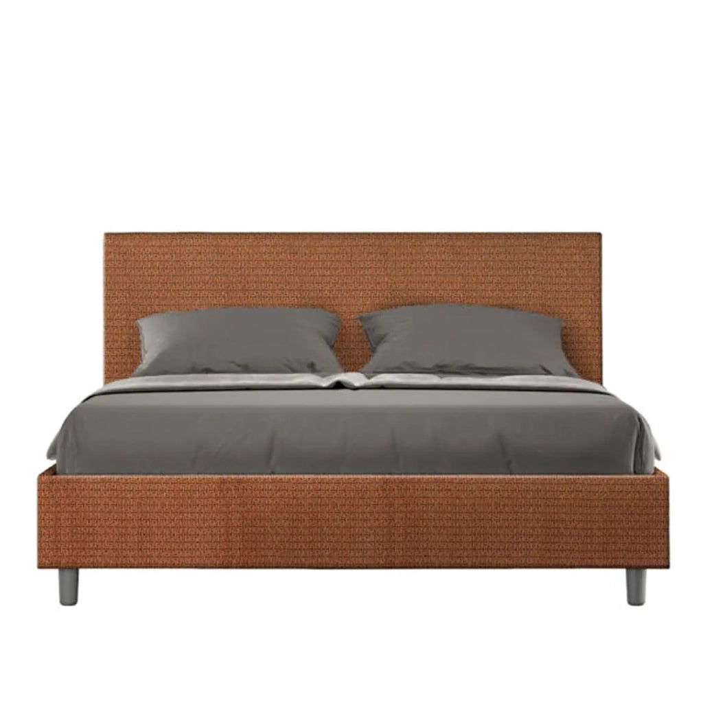 Letto matrimoniale contenitore imbottito 160x200 tessuto Labirinto 4 arancio Adele