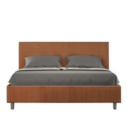 Letto matrimoniale contenitore imbottito 160x200 tessuto Labirinto 4 arancio Adele