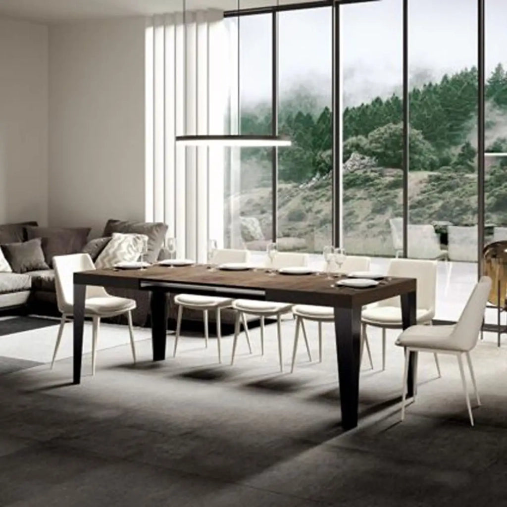 Tavolo allungabile 130/390x90 cm Flame colore cemento gambe antracite