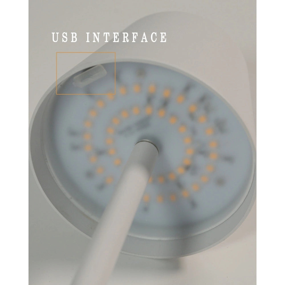 Trade Shop - Lampada Da Tavolo A Led Usb Ricaricabile Bianco Per Interno Ed Esterno 3 Colori -