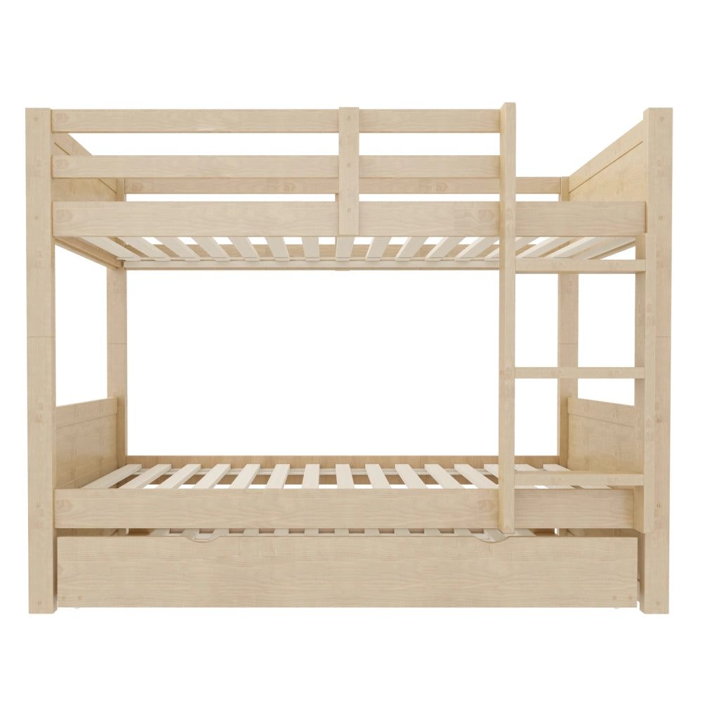 Letto a castello 90x200 cm con letto estraibile e sponde di sicurezza in legno colore naturale