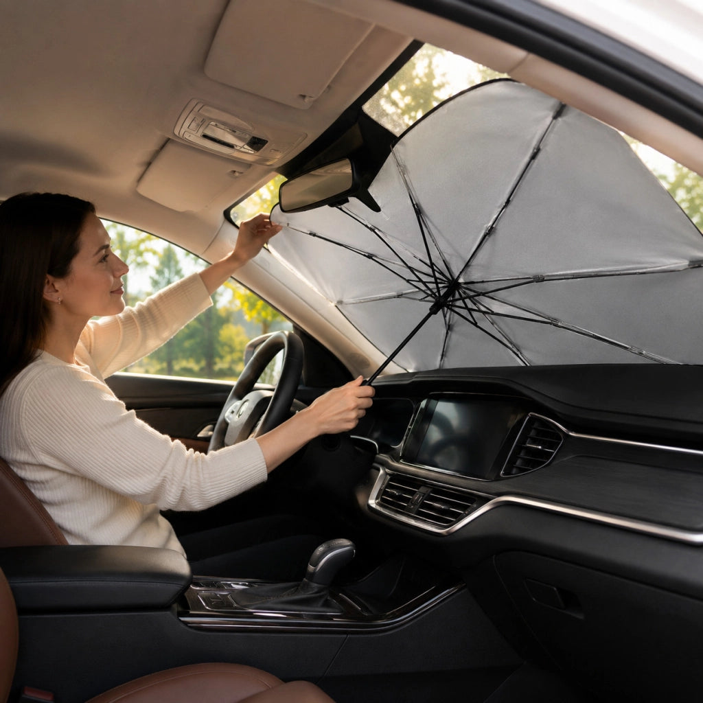 OMBRELLO PARASOLE AUTO PIEGHEVOLE 140CM PROTEZIONE UV VETRO ANTERIORE AS-06633