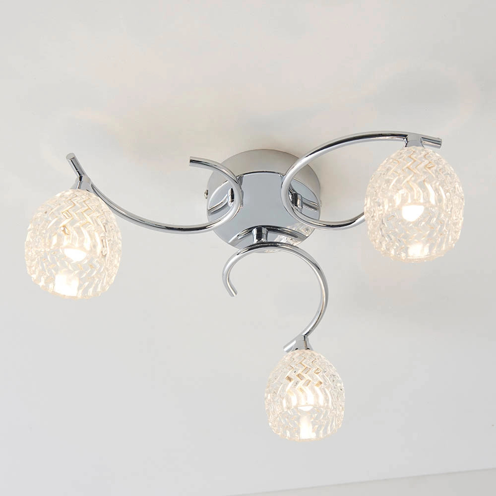 Plafoniera BOYER Endon cromata 3 luci G9 vetro tagliato