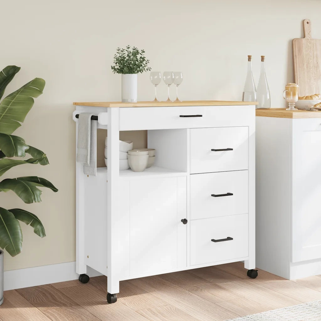 Carrello da Cucina MONZA 84x40x90 cm in Legno Massello di Pinocod mxl 86652