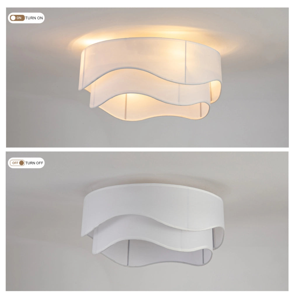 Ventilatore da soffitto con luce in tessuto; controllo Bluetooth e telecomando; oro e bianco