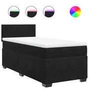Letto singolo | Letto per adulti | Giroletto a Molle con Materasso Nero 80x200 cm in Velluto