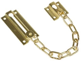 FERMAPORTE CON CATENA DI SICUREZZA IN ACCIAIO OTTONATO- - mm.150 - 12 pezzi