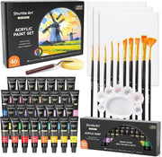 Set di Acrilici - 30 Colori - Per Principianti e Adulti - 46 Pezzi