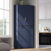 Armadio angolare salvaspazio 60 x 60 x 172 cm in MDF blu con ripiani regolabili