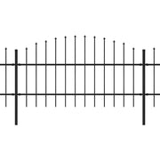Recinzione da Giardino | Recinzione da cortile con Punta a Lancia in Acciaio 892,5x100 cm Nero