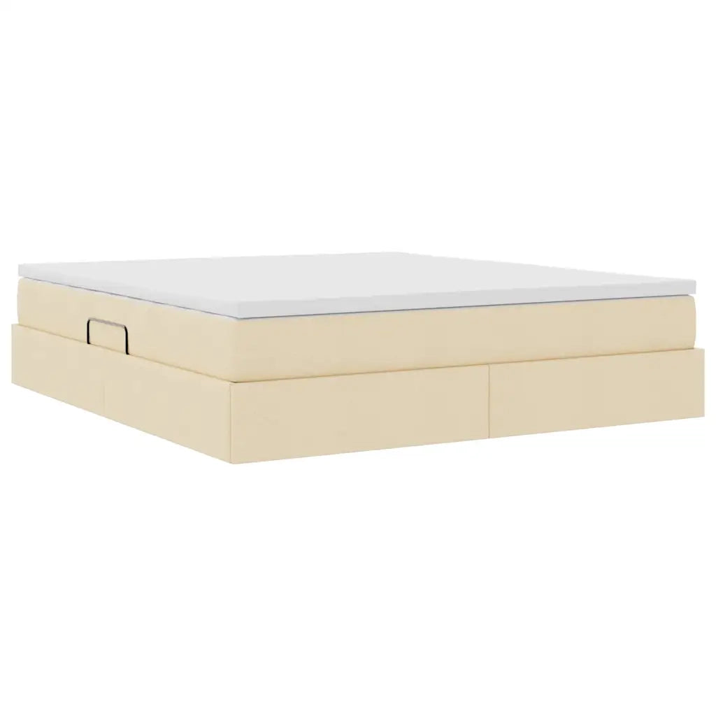 Letto con contenitore e materasso Crema 160 x 200 cm Poliestere