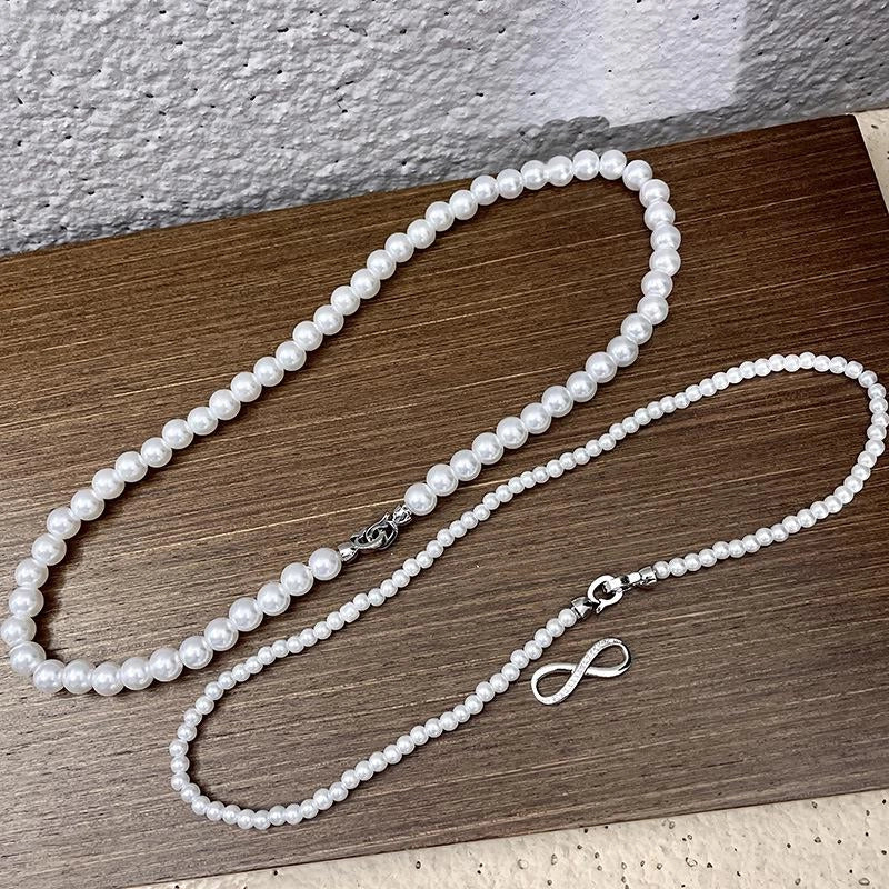 Collana doppia di perle staccabile, realizzata a mano, regalo di Natale o compleanno.