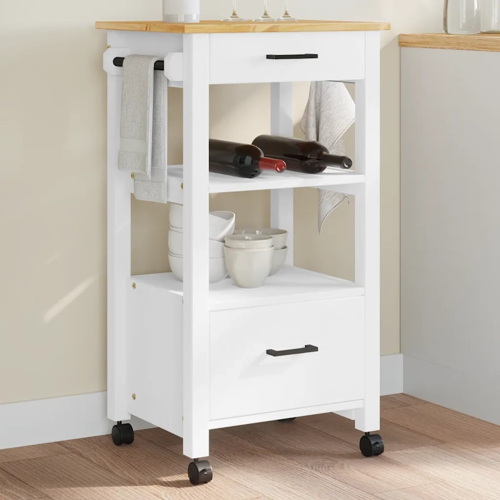 Carrello da Cucina-Scaffale per Cucina MONZA 48x40x88,5 cm in Legno Massello di Pino 317554