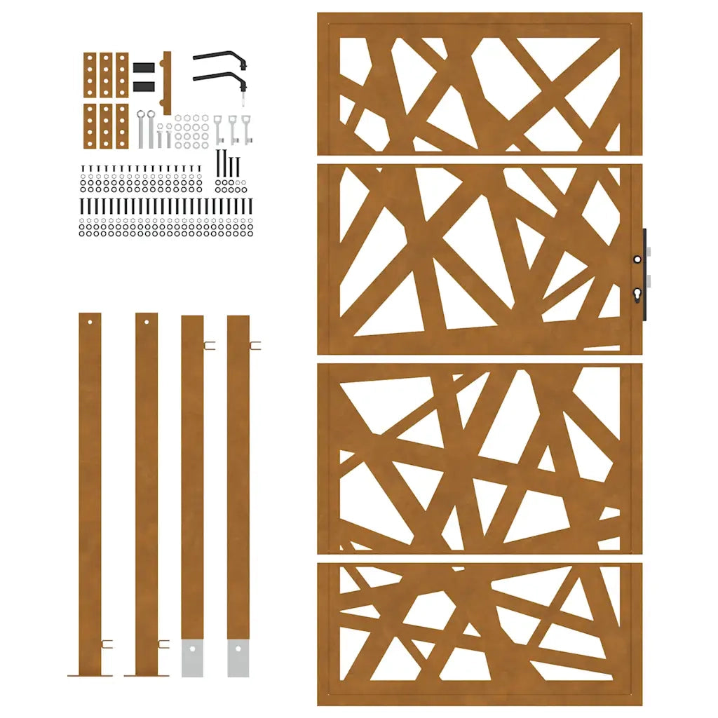 vidaXL Cancello da Giardino 105x205 cm Acciaio Corten Design Leggero